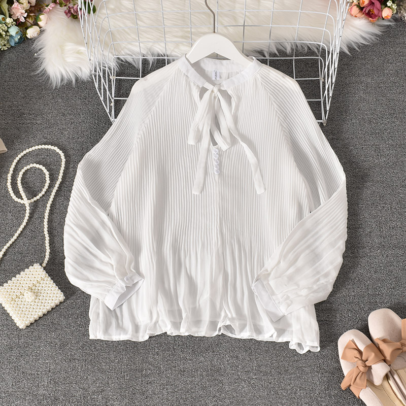Ribbon Bow Temperament White Shirt Chiffon Shirt