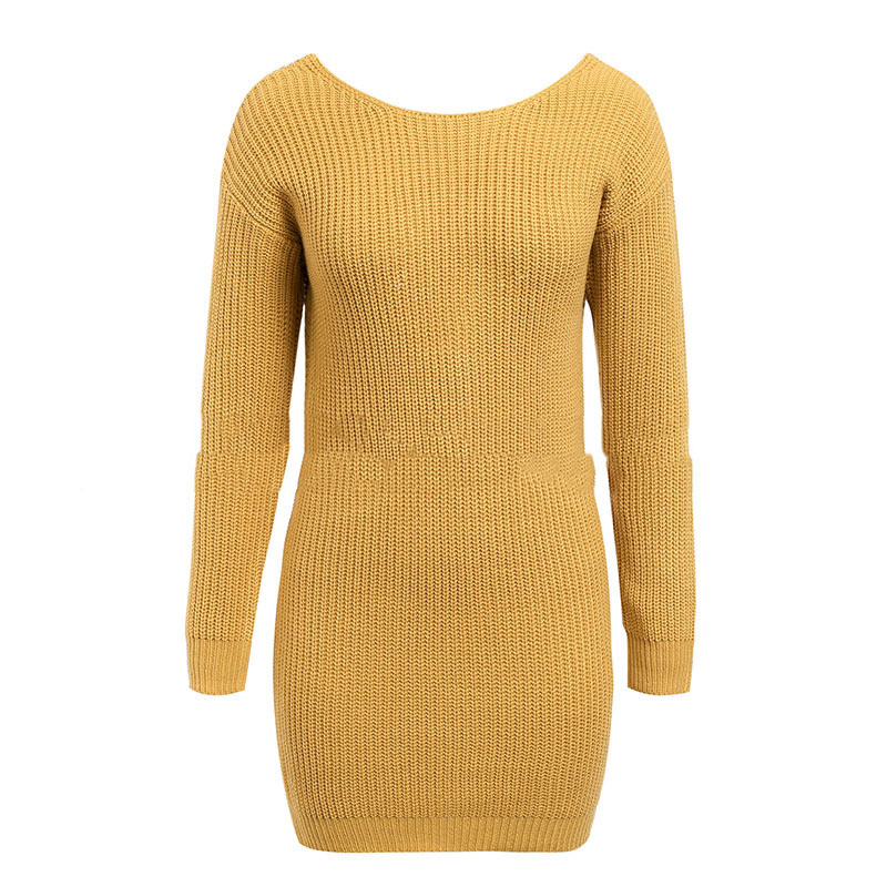 Sexy One-Shoulder Knitted Loose Sweater Dress Women