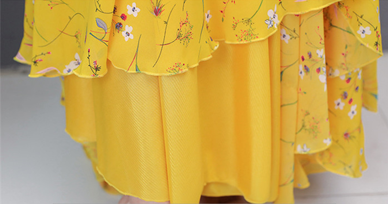 Slimming Printed Chiffon Dress Women Mid-Length