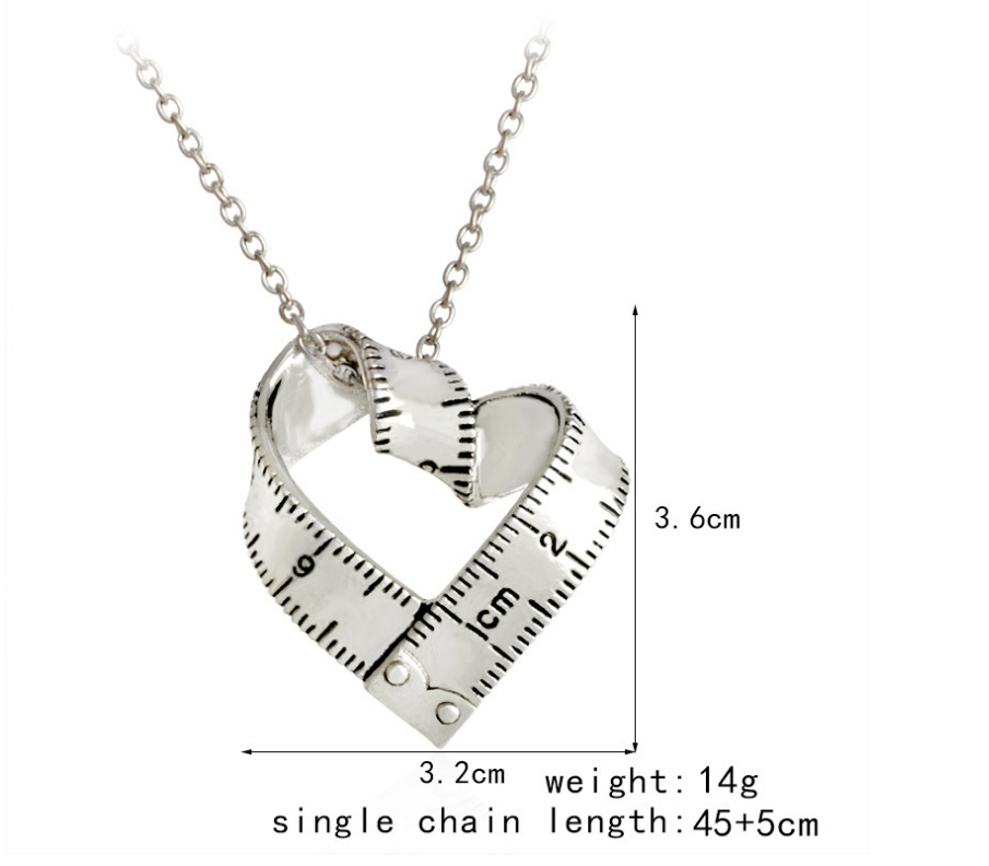 Rotating Love Ruler Necklace Metallic Creative Ruler Pendant