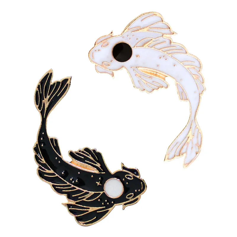 Koi fish paint brooch badge - 2 Pieces