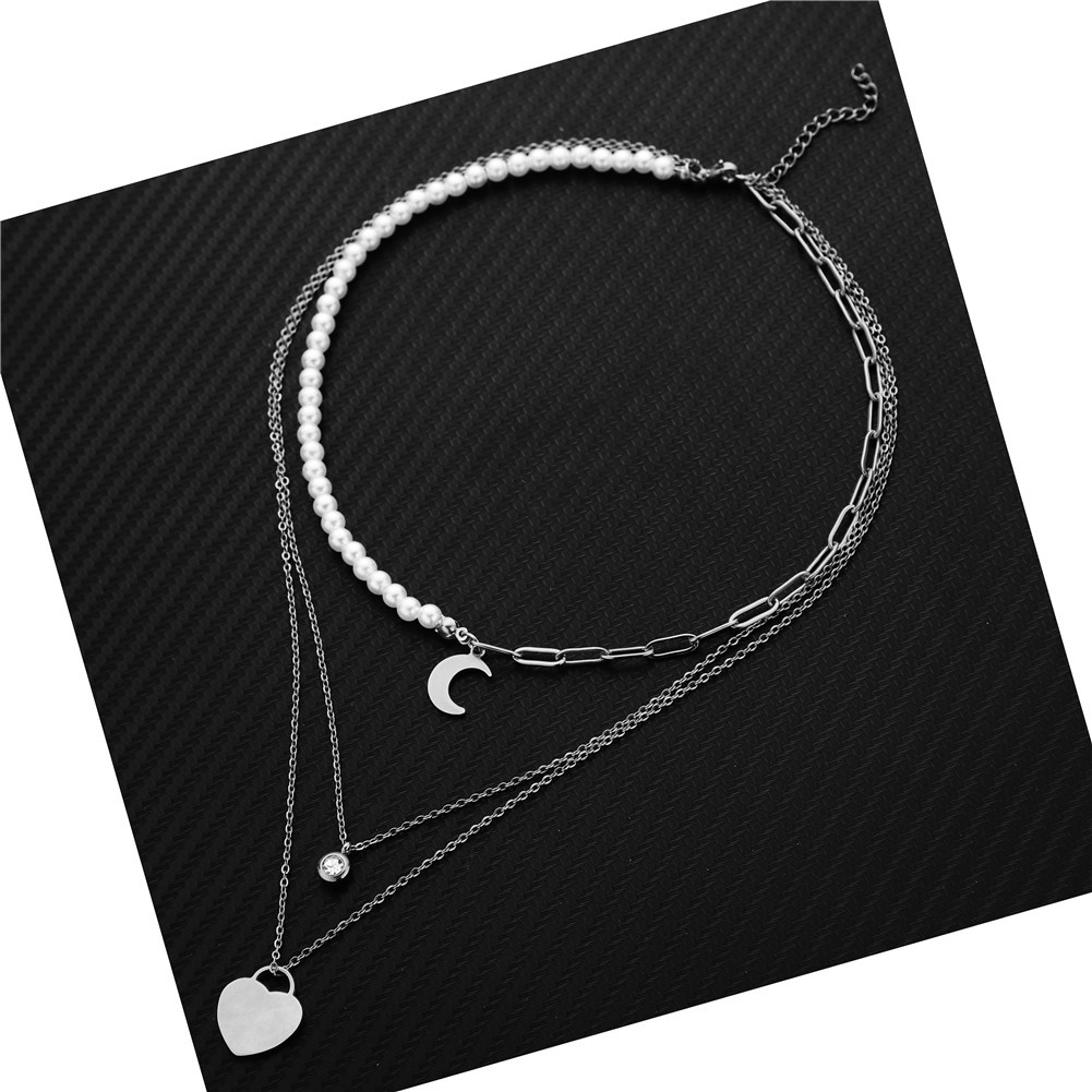 Chain pearl stitching necklace