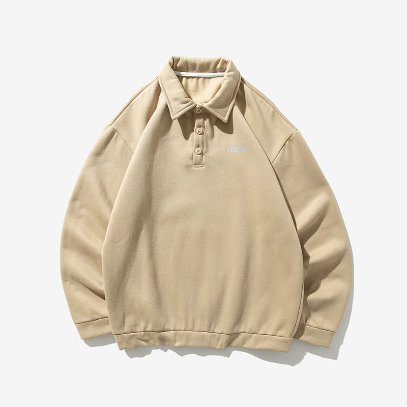 Lapel solid color plus velvet polo shirt