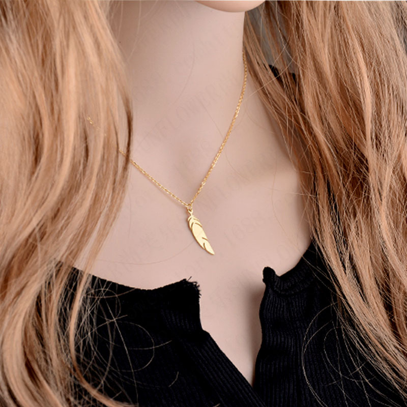 Stainless Steel Feather Pendant Necklace