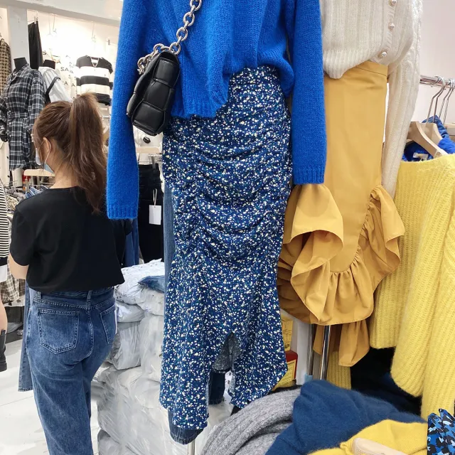 Slit floral skirt Blue - Shop at LoveMi