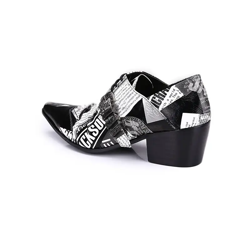 Cowhide Buckle Breathable Lace-up Men's Shoes