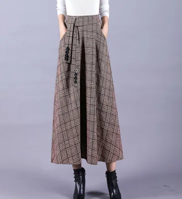 British style skirt high waist long skirt Khaki - Shop at LoveMi