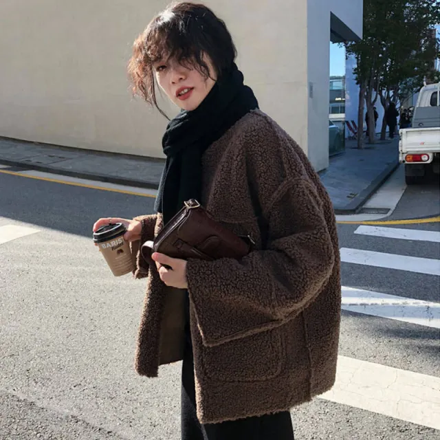 Women's thickened lamb wool coat Caramel M - Shop at LoveMi