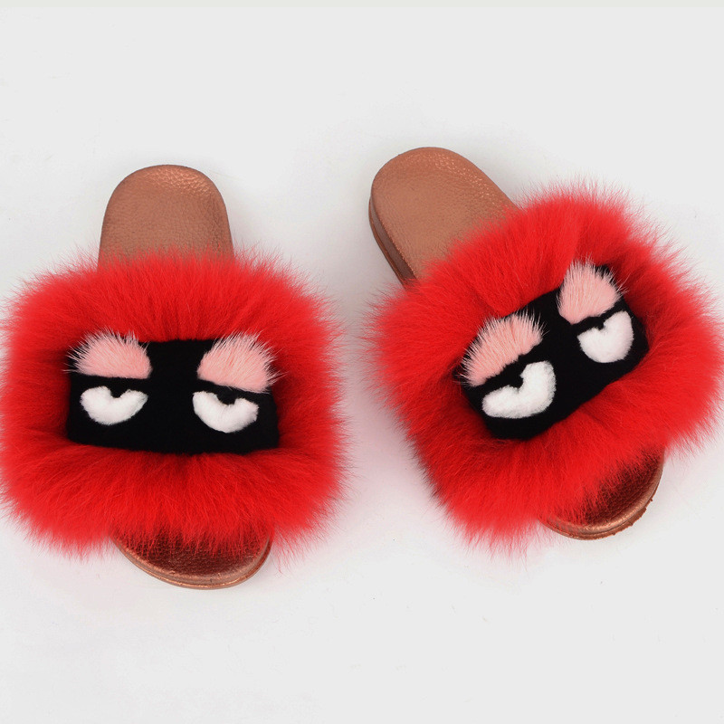 Fashion antiskid fur casual beach shoes Red - Shop at LoveMi