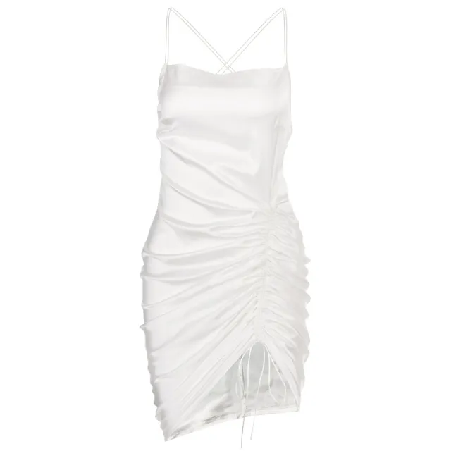 New women's sling pleated dress White - Shop at LoveMi