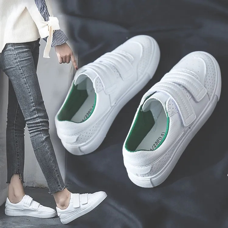 Summer Velcro White Shoes - Green