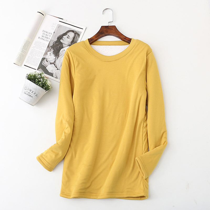 Mid-length plus velvet bottoming shirt