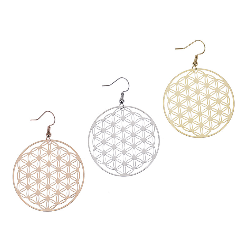 Ethnic Style Small Ear Hanging Female Hollow Disc