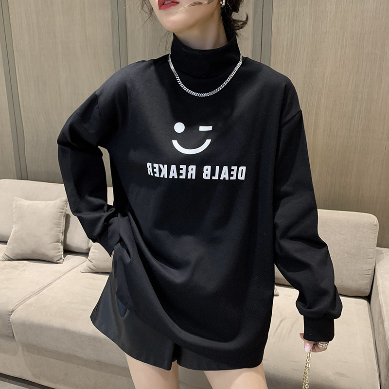 Smiley print fashion European base shirt