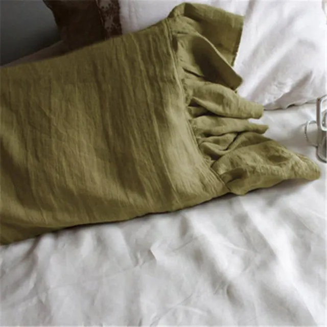 Linen Fishtail Pillowcase Olive Green - Shop at LoveMi