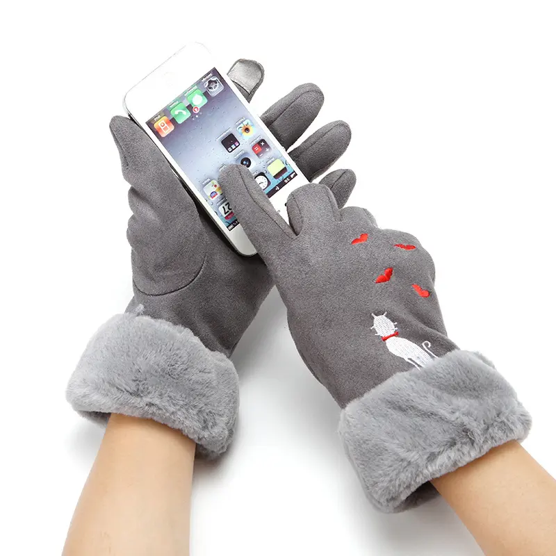 Gloves Women Winter Suede