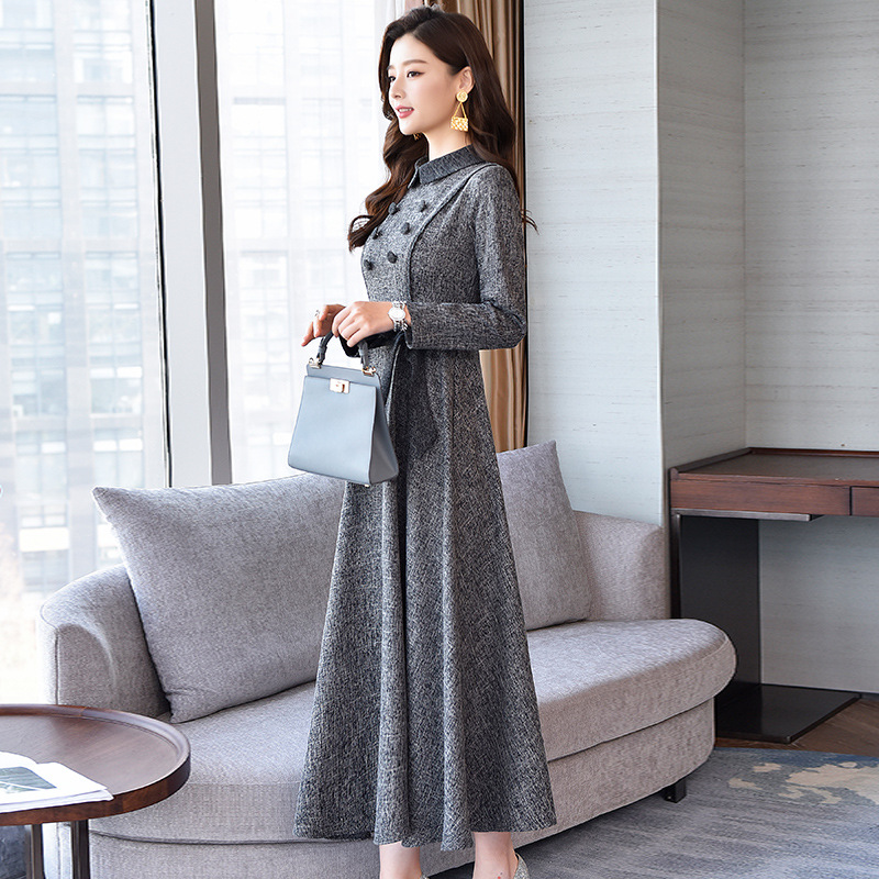 Long skirt dress versatile long sleeve fashion simple