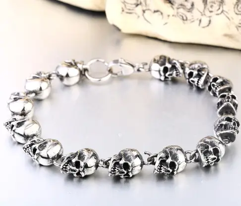 European And American Punk Accessories, Titanium Steel Men's Skull Bracelet