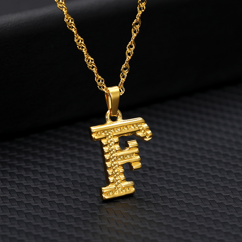 26 letters gold plated pendant necklace F - Shop at LoveMi
