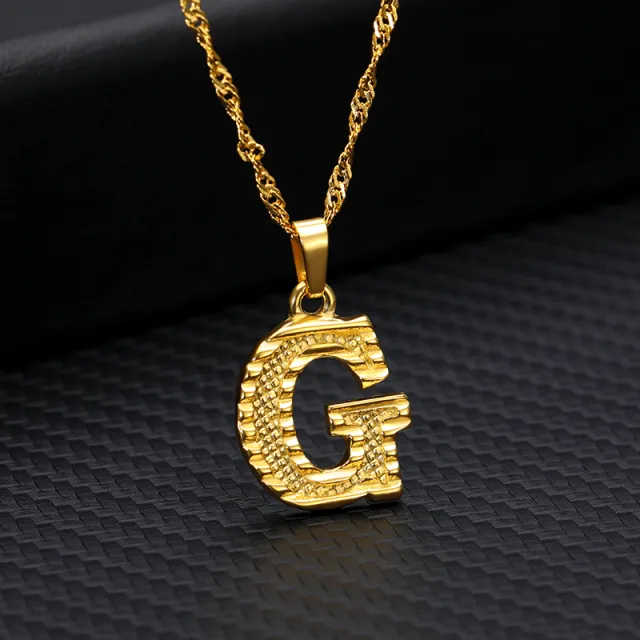 26 letters gold plated pendant necklace G - Shop at LoveMi