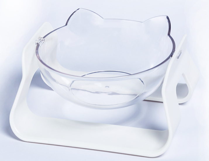 White beveled cat bowl