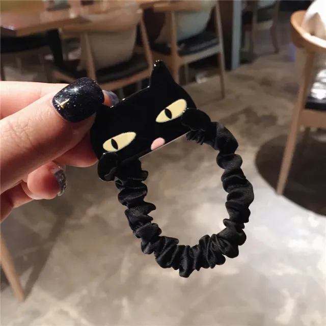 Cartoon cute cat hair rope Black - Shop at LoveMi