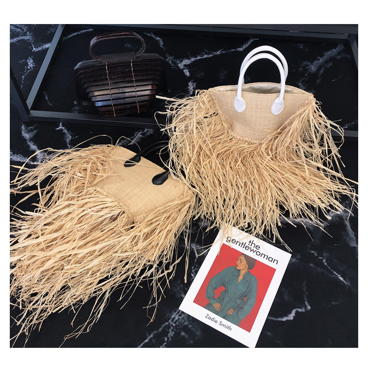 European and American fashion tassel straw bag
