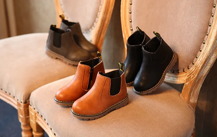Autumn and Winter Children's Shoes Short Boots Boys' Leather