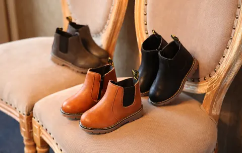 Autumn and Winter Children's Shoes Short Boots Boys' Leather