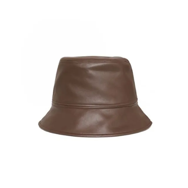 Japanese Designer Pu Leather Fisherman Hat Brown - Shop at LoveMi