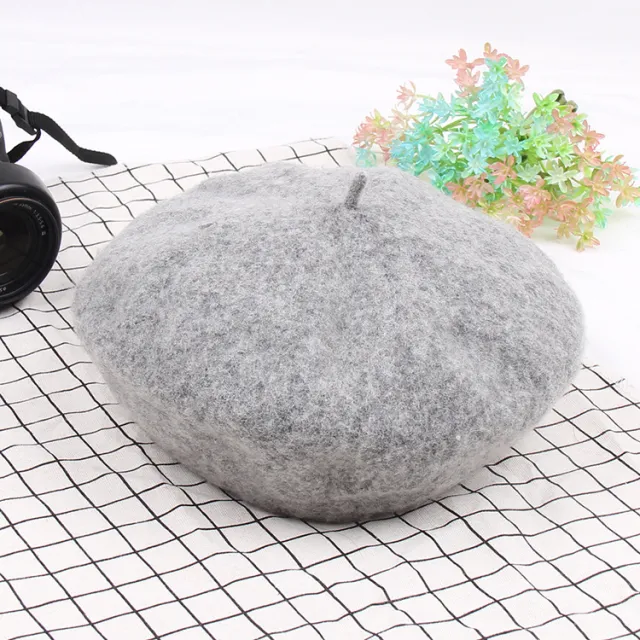 Autumn and winter new wool beret Light Grey - Shop at LoveMi