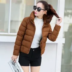 Fashionable warm short cotton coat - Caramel - View 1