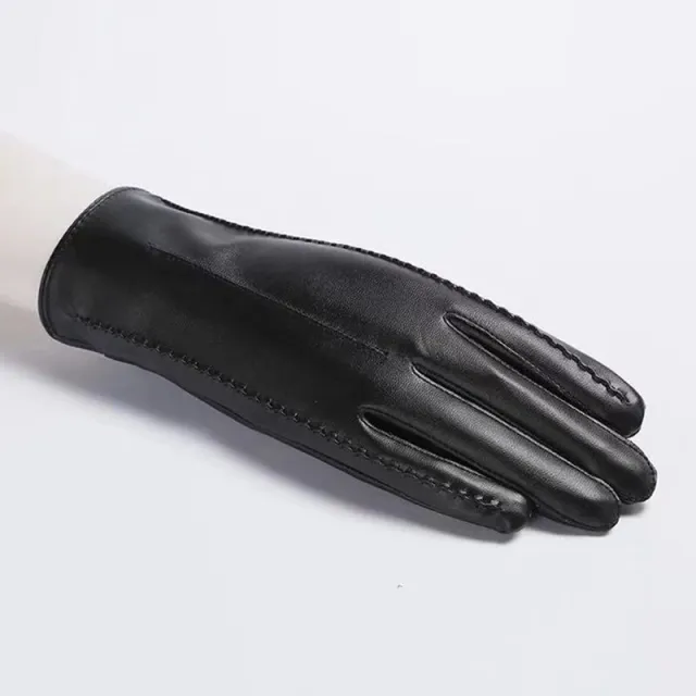 Lined warm PU leather gloves Black - Shop at LoveMi