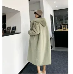 Faux fur mink women plush coat - Green - View 1