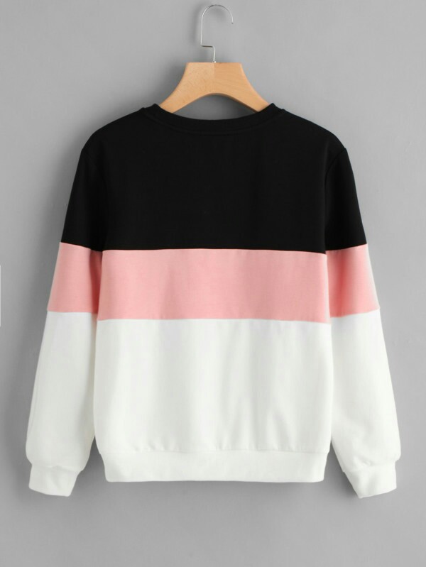 Stitching color block sweater long-sleeved top
