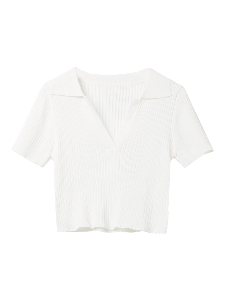 قميص بولو بياقة على شكل حرف V من حرير آيس