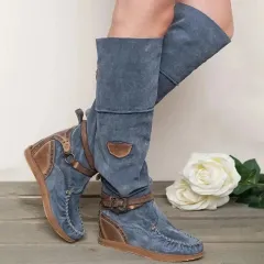 Women's long over the knee boots - Blue - View 1