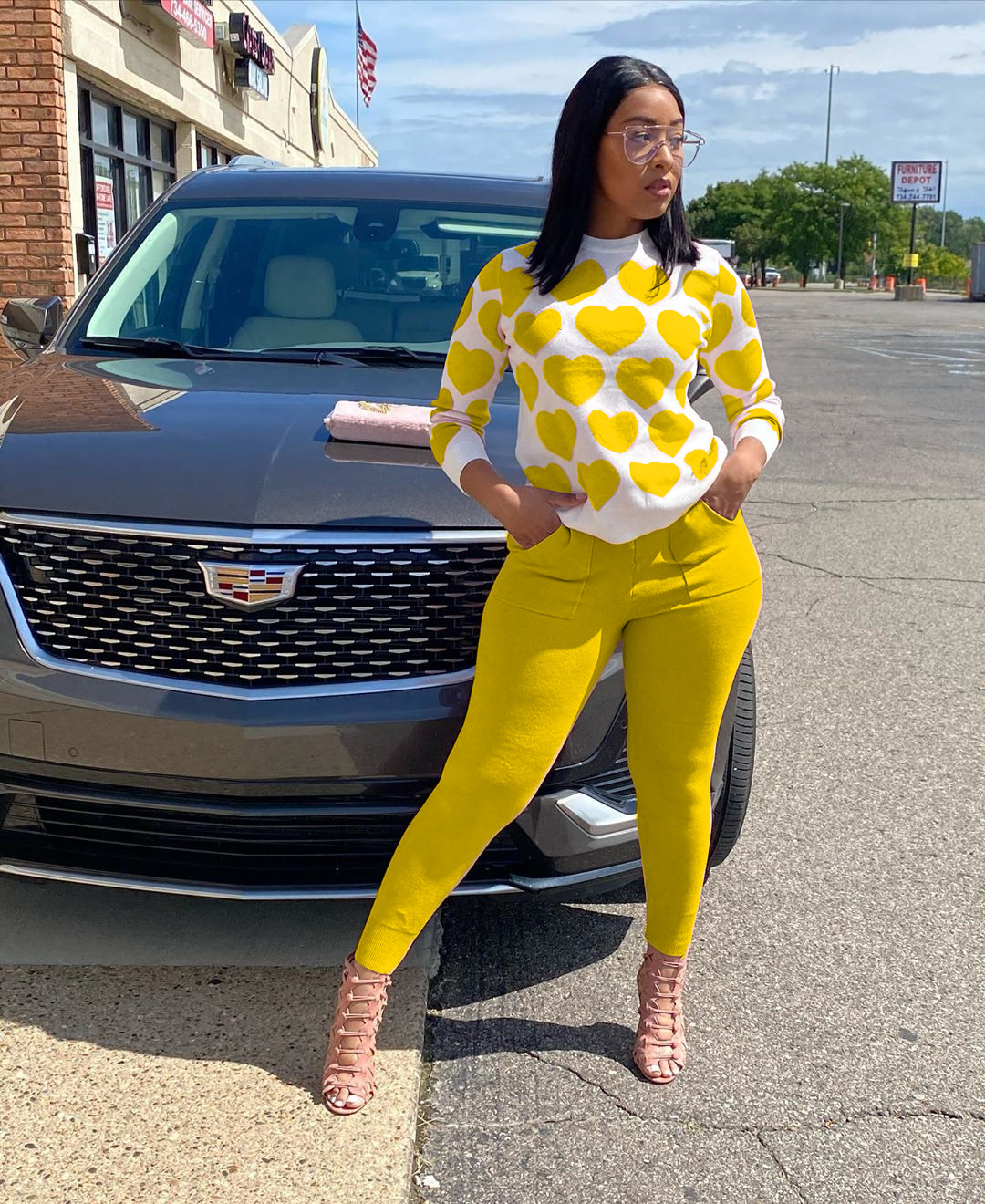 Women's Love Suit Long Sleeve Trousers Print