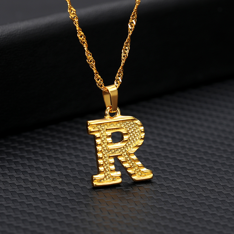 26 letters gold plated pendant necklace R - Shop at LoveMi