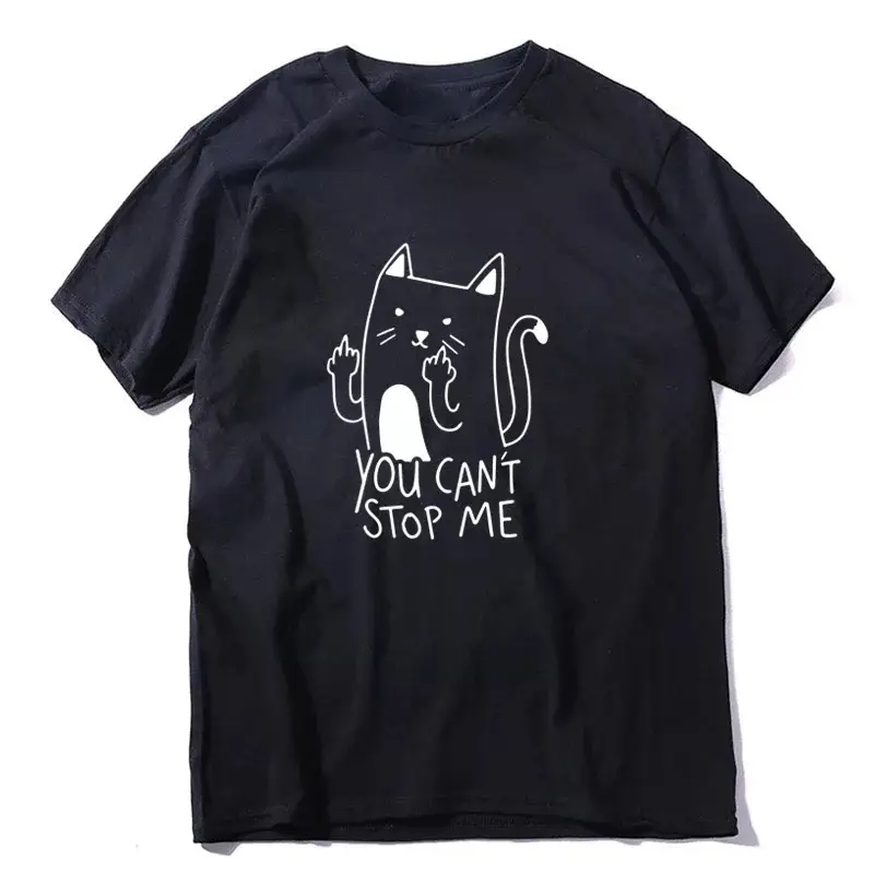 You can't stop me short sleeve cotton round neck loose men's shirt