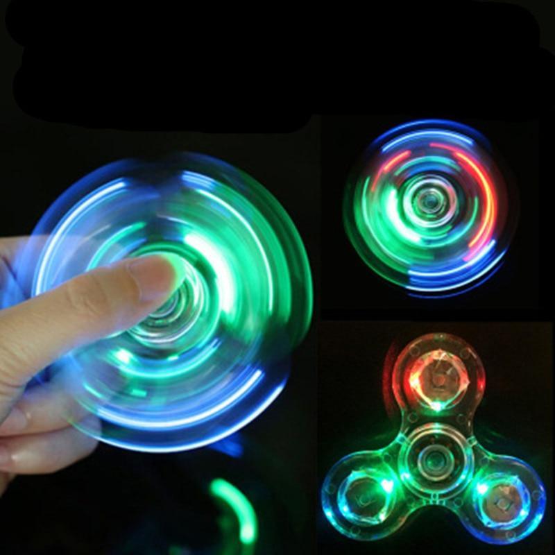 Crystal gyro with light transparent fingertip gyro three-leaf colorful lights gyro