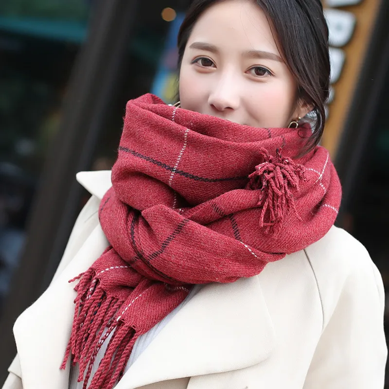Ladies Winter Imitation Cashmere Shawl All-match Thickening - Claret-200X70Cm