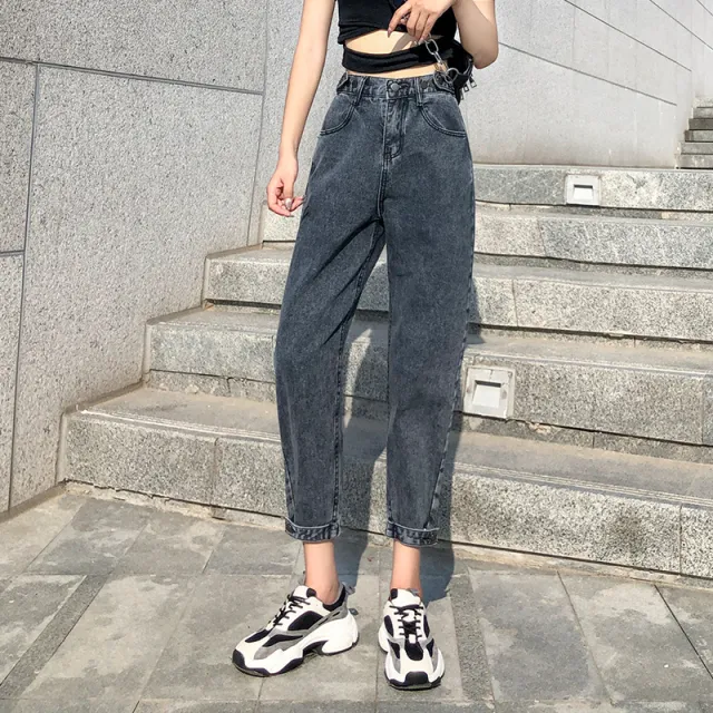 Loose high rise jeans Grey - Shop at LoveMi