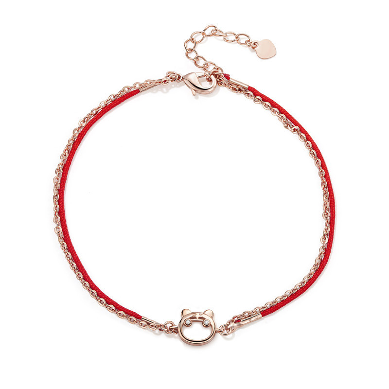 Copper plated rose gold natal year red rope
