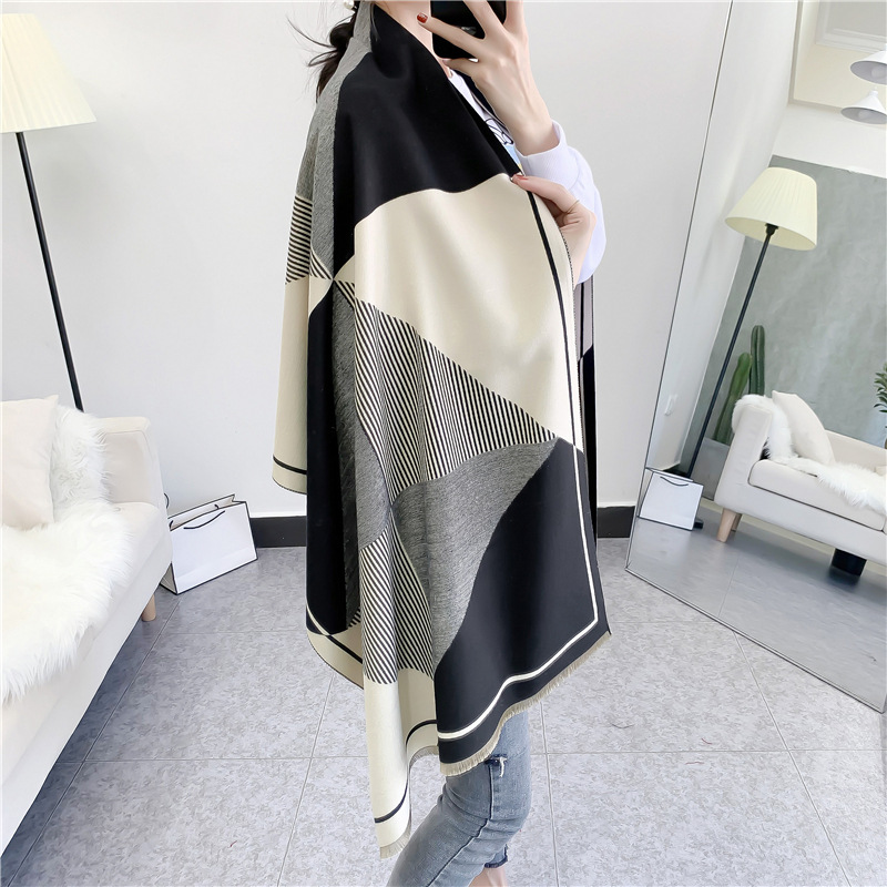 New Double-sided Geometric Imitation Cashmere Scarf
