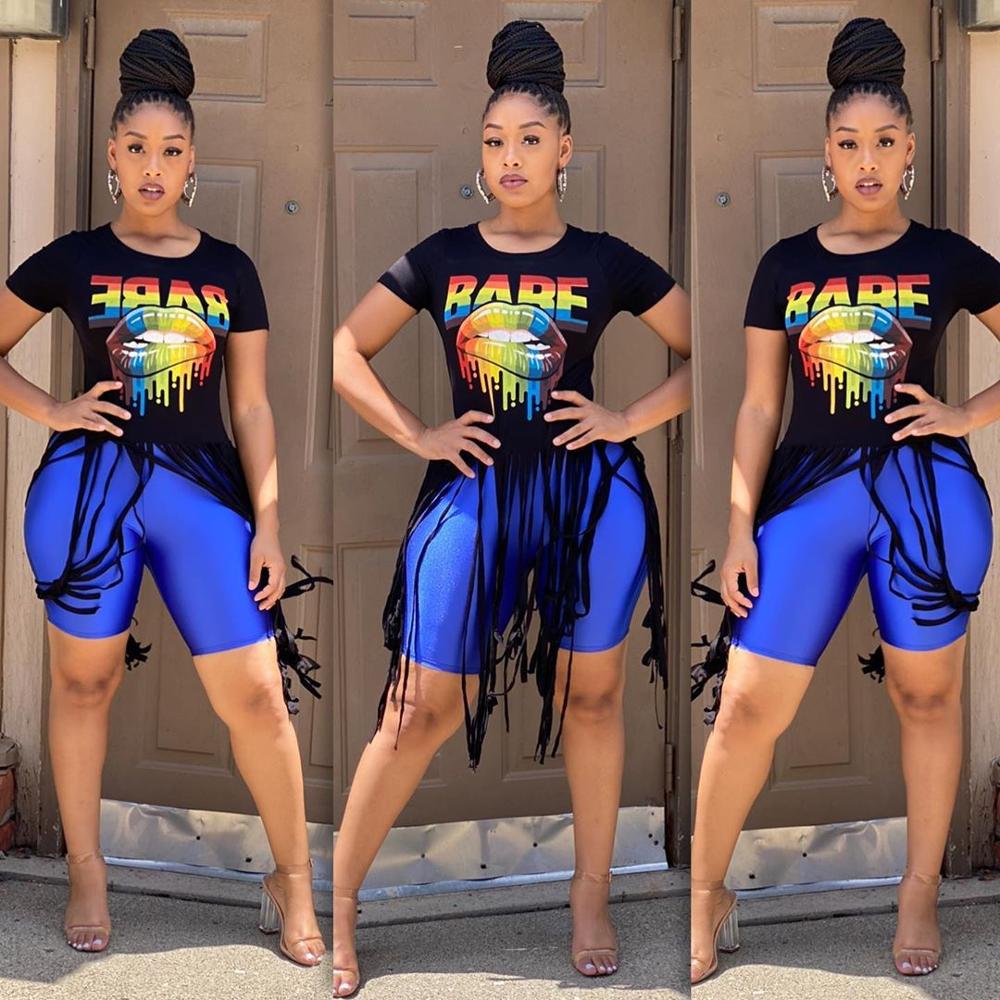 Fashion printed tassel T-shirt