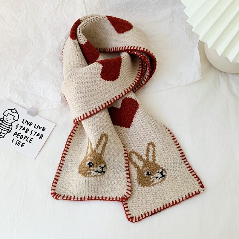 All-match Love Rabbit Short Warm Wool Knitted Scarf