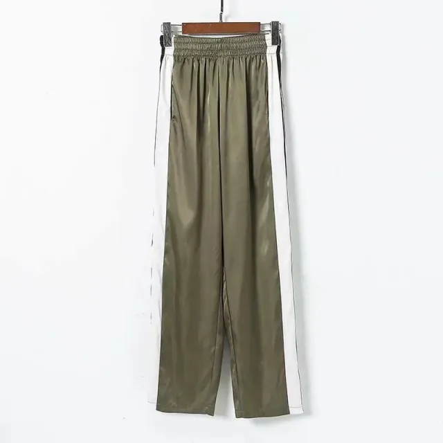 Women's high waist wide leg pants Army Green - Shop at LoveMi