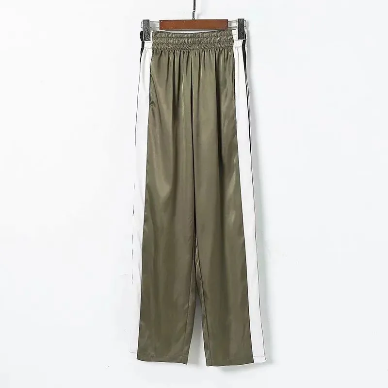Women's high waist wide leg pants - Army Green