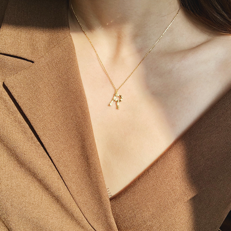 S925 sterling silver vintage 26 letter necklace